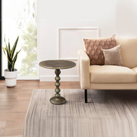 Shae 22 Inch Round Side End Table - Antique Brass Cast Aluminum with Hammered Texture For Small Places - UPT-310006