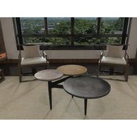 Trilogy 3 Tier Coffee Table, Handcrafted In Black, Antiqued Brass and Silver Finish, 37-Inch - UPT-310007