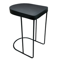 Sleek 25 Inch Modern Side End Table - Semi-Oblong with Open Frame And Hammered Black Finish - UPT-310008