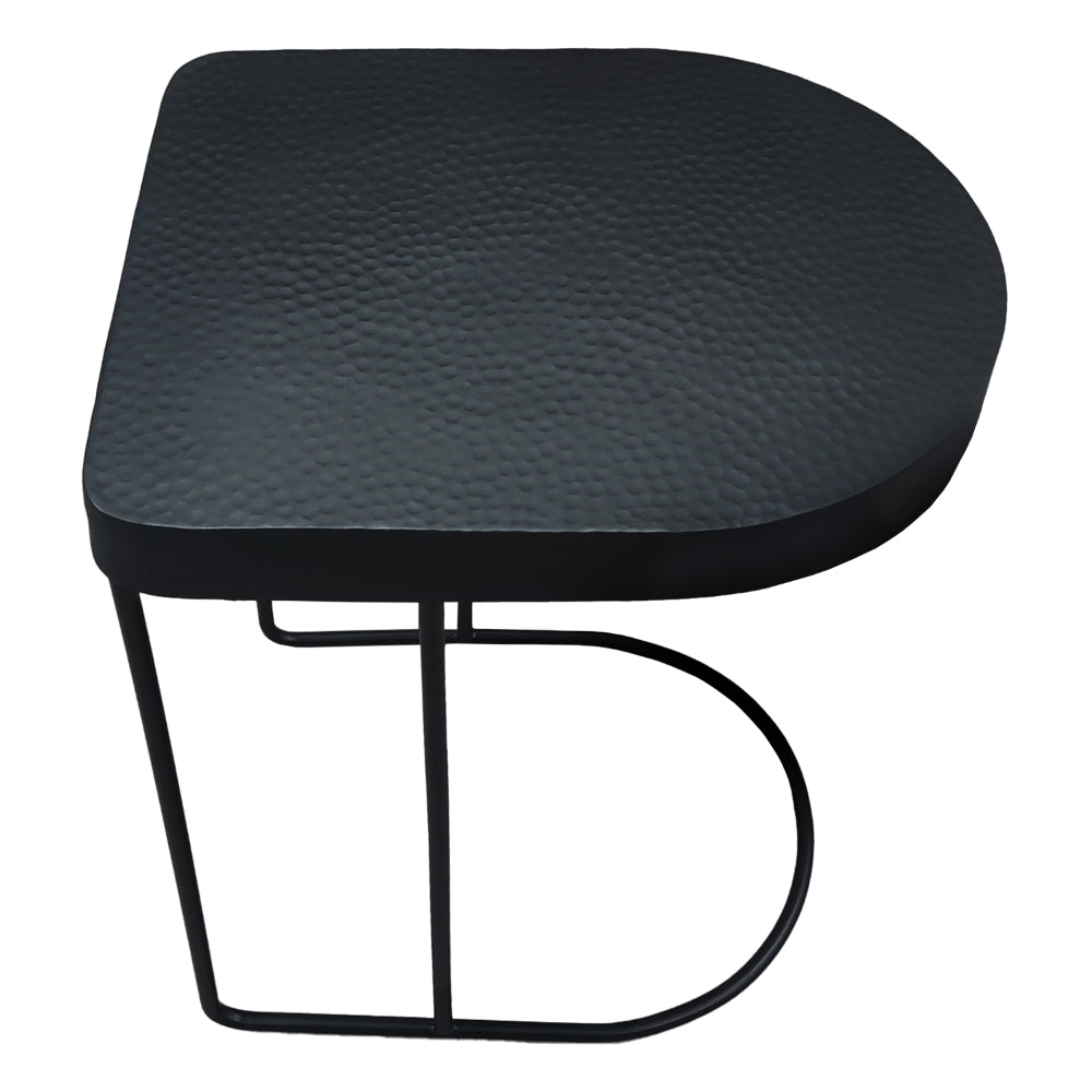 Sleek 25 Inch Modern Side End Table - Semi-Oblong with Open Frame And Hammered Black Finish - UPT-310008