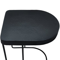 Sleek 25 Inch Modern Side End Table - Semi-Oblong with Open Frame And Hammered Black Finish - UPT-310008