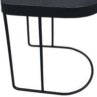 Sleek 25 Inch Modern Side End Table - Semi-Oblong with Open Frame And Hammered Black Finish - UPT-310008