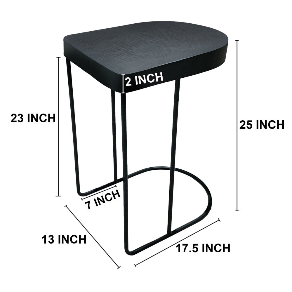 Sleek 25 Inch Modern Side End Table - Semi-Oblong with Open Frame And Hammered Black Finish - UPT-310008