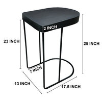 Sleek 25 Inch Modern Side End Table - Semi-Oblong with Open Frame And Hammered Black Finish - UPT-310008