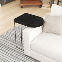 Sleek 25 Inch Modern Side End Table - Semi-Oblong with Open Frame And Hammered Black Finish - UPT-310008