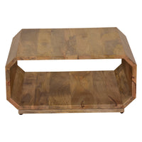 30 Inch Coffee Table, Handcrafted Hollow Cube Shape, Natural Brown Mango Wood - UPT-310271