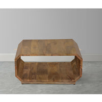 30 Inch Coffee Table, Handcrafted Hollow Cube Shape, Natural Brown Mango Wood - UPT-310271