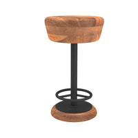 Rustic Charm Swivel Counter Bar Stool 24 Inch Handcrafted, Brown Mango Wood Round Seat, Black Iron Base with Footrest - UPT-310272