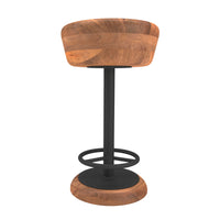 Rustic Charm Swivel Counter Bar Stool 24 Inch Handcrafted, Brown Mango Wood Round Seat, Black Iron Base with Footrest - UPT-310272