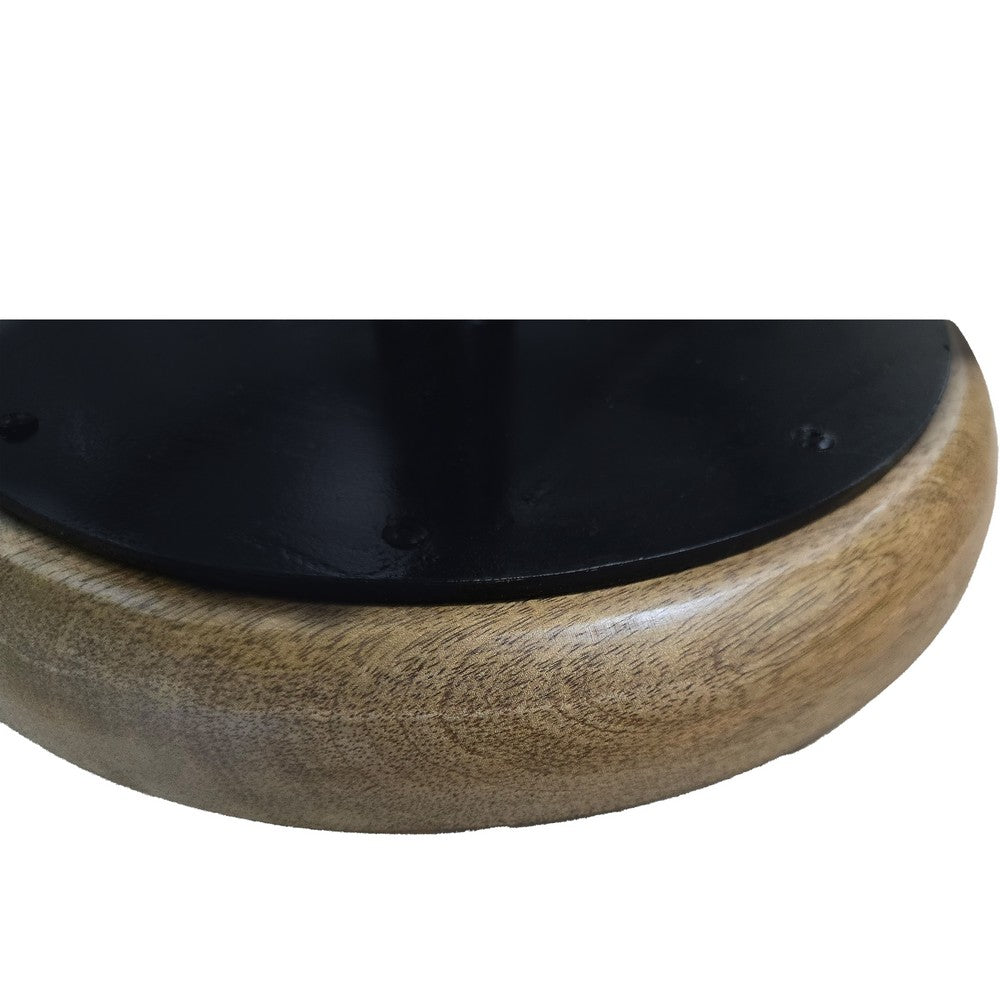 Rustic Charm Swivel Counter Bar Stool 24 Inch Handcrafted, Brown Mango Wood Round Seat, Black Iron Base with Footrest - UPT-310272