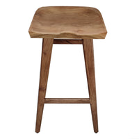Tisa 29 Inch Backless Barstool, Handcrafted Saddle Seat in Natural Brown Acacia Wood - UPT-314299