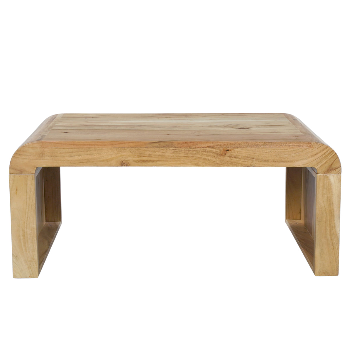 Cascade 36 Inch Coffee Table, Handcrafted Natural Acacia Wood, Rectangular Curved Waterfall Top - UPT-314336