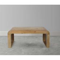 Cascade 36 Inch Coffee Table, Handcrafted Natural Acacia Wood, Rectangular Curved Waterfall Top - UPT-314336