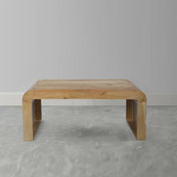 Cascade 36 Inch Coffee Table, Handcrafted Natural Acacia Wood, Rectangular Curved Waterfall Top - UPT-314336