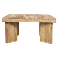 Cascade 32 Inch Coffee Table, Handcrafted Natural Acacia Wood, Square Top with Diagonal Wide Panel Legs - UPT-314337