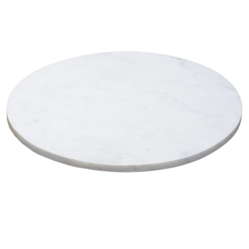 Tyler 20.5 Inch Accent Side Table, Round White Marble Top, Antique Brass Hammered Pedestal Base - UPT-315640