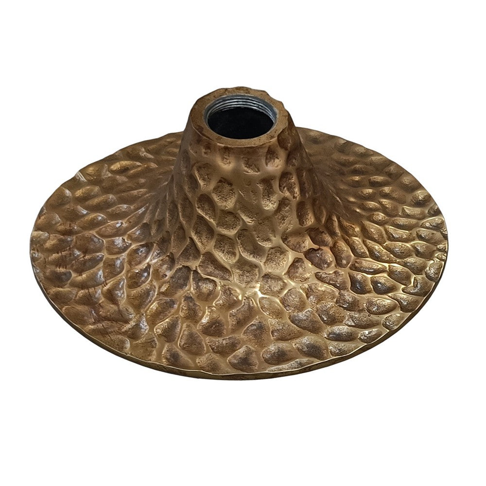 Tyler 20.5 Inch Accent Side Table, Round White Marble Top, Antique Brass Hammered Pedestal Base - UPT-315640