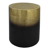 Dyan Side Table, 16.5 Inch Round Drum Shape, Black, Gold Antique Brass Ombre - UPT-315643