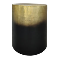 Dyan 20 Inch Side End Table, Round Drum Shape, Black, Gold Antique Brass Ombre - UPT-315643