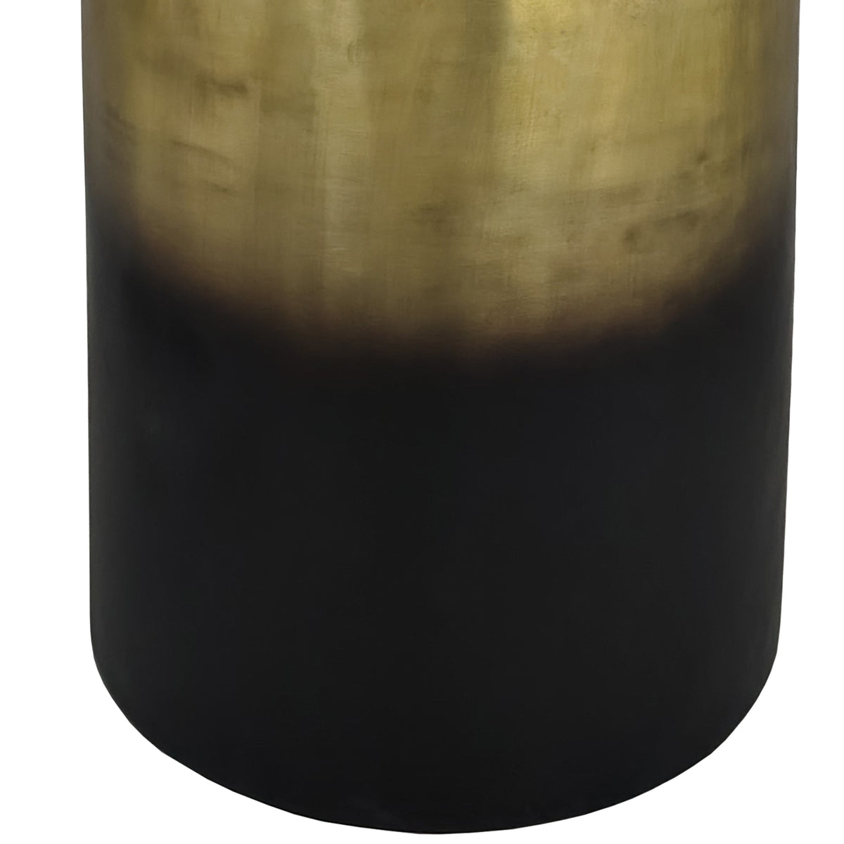 Dyan Side Table, 16.5 Inch Round Drum Shape, Black, Gold Antique Brass Ombre - UPT-315643