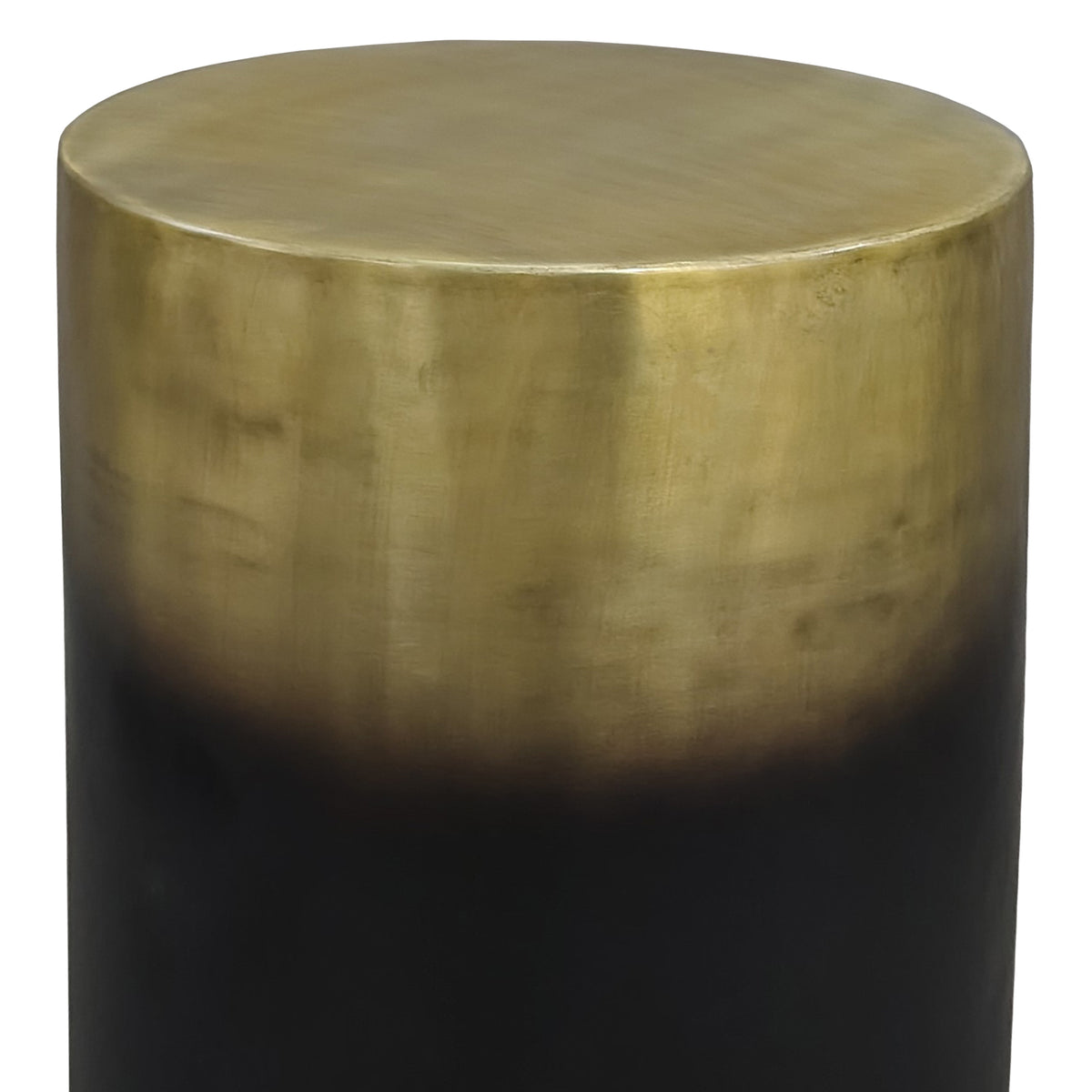 Dyan Side Table, 16.5 Inch Round Drum Shape, Black, Gold Antique Brass Ombre - UPT-315643