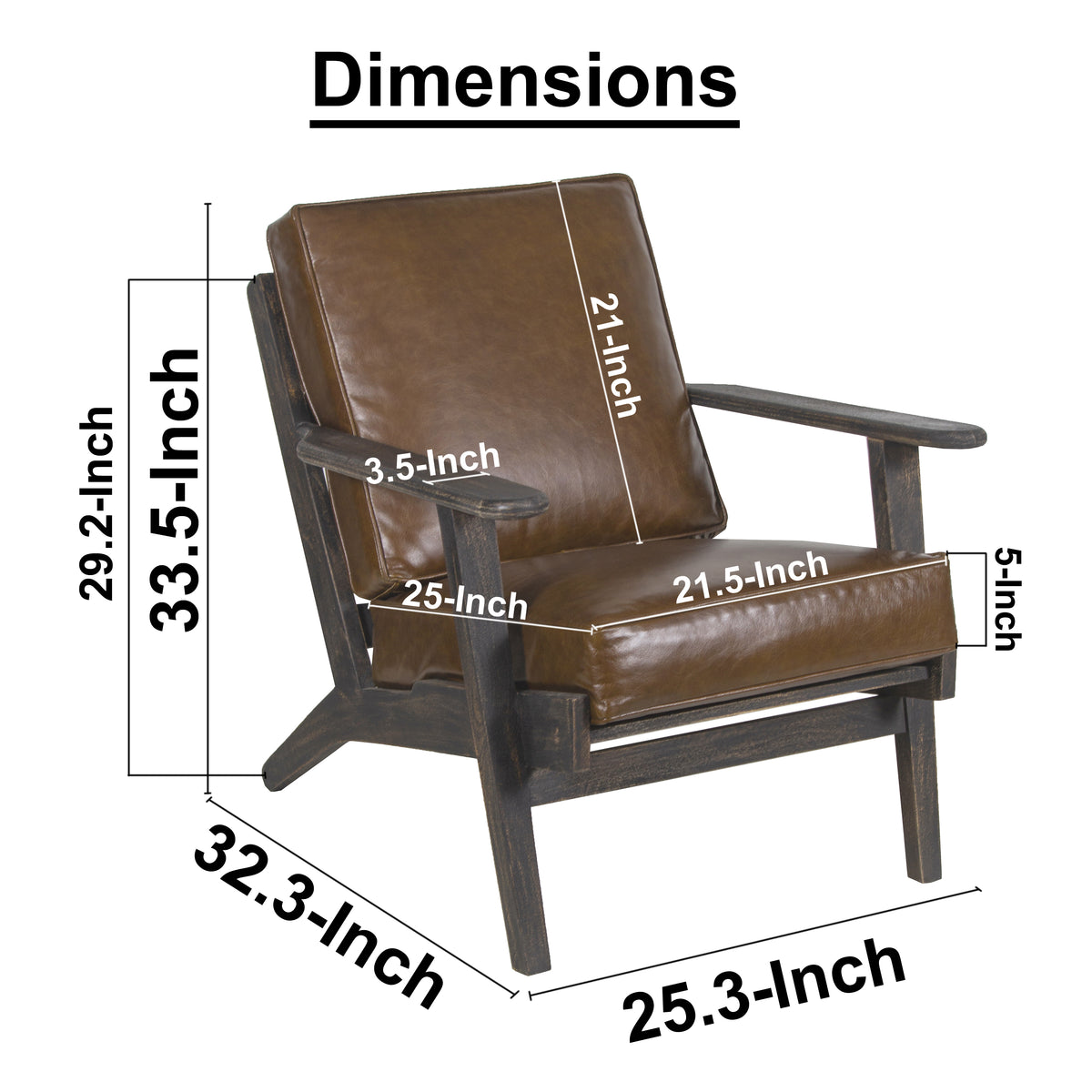 Amber Accent Chair, Handcrafted Slatted Mango Wood, Brown Buffalo Leather Cushions, Angled Legs - UPT-315762