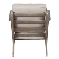 Amber Accent Chair, Handcrafted Washed Ash Gray Mango Wood, Beige Fabric Cushions, Angled Legs - UPT-315764
