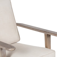 Amber Accent Chair, Handcrafted Washed Ash Gray Mango Wood, Beige Fabric Cushions, Angled Legs - UPT-315764