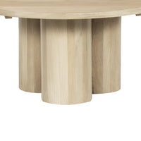 Hazel Coffee Table with 3 Pillar Legs, 35.5 Inch Round Top, Natural Brown Mango Wood