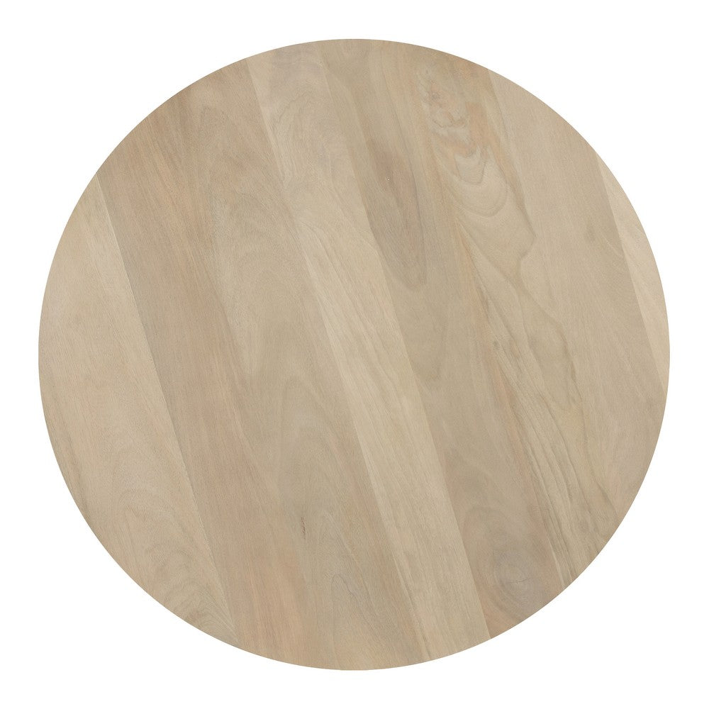 Hazel Coffee Table with 3 Pillar Legs, 35.5 Inch Round Top, Natural Brown Mango Wood - UPT-315765