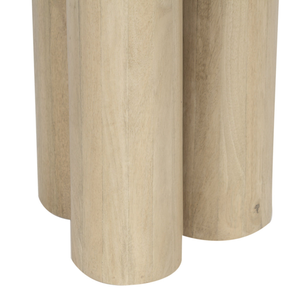 Hazel Side Table with 3 Pillar Legs, Handcrafted Natural Brown Mango Wood, 17.7 Inch Round Top - UPT-315766