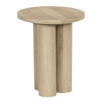 Hazel Side Table with 3 Pillar Legs, Handcrafted Natural Brown Mango Wood, 17.7 Inch Round Top