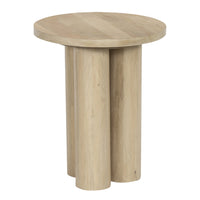 Hazel Side Table with 3 Pillar Legs, Handcrafted Natural Brown Mango Wood, 17.7 Inch Round Top - UPT-315766