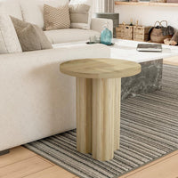 Hazel Side Table with 3 Pillar Legs, Handcrafted Natural Brown Mango Wood, 17.7 Inch Round Top