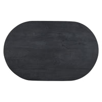 Uri 38 Inch Oval Coffee Table, Mango Wood Full and Half Spherical Leg, Sandblasted Black UPT-317171