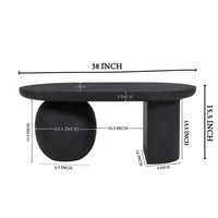 Uri 38 Inch Oval Coffee Table, Mango Wood Full and Half Spherical Leg, Sandblasted Black UPT-317171