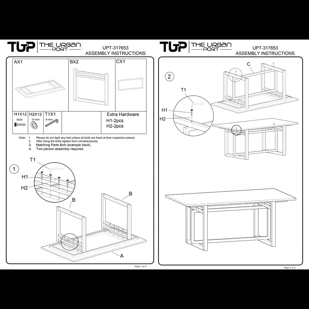 Dining Table, 72 Inch Rectangular Mango Wood Top with Iron Trestle Base, 6 Seater, Gray and Black UPT-317653