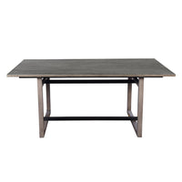 Dining Table, 72 Inch Rectangular Mango Wood Top with Iron Trestle Base, 6 Seater, Gray and Black UPT-317653