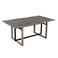 Dining Table, 72 Inch Rectangular Mango Wood Top with Iron Trestle Base, 6 Seater, Gray and Black UPT-317653