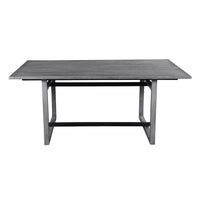 St Tropez Dining Table, 72 Inch Rectangular Mango Wood Top with Iron Trestle Base, 6 Seater, Gray and Black UPT-317653