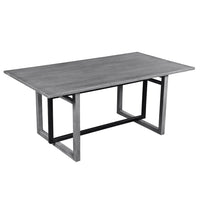 St Tropez Dining Table, 72 Inch Rectangular Mango Wood Top with Iron Trestle Base, 6 Seater, Gray and Black UPT-317653