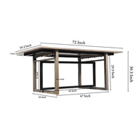 Dining Table, 72 Inch Rectangular Mango Wood Top with Iron Trestle Base, 6 Seater, Gray and Black UPT-317653