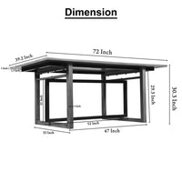 St Tropez Dining Table, 72 Inch Rectangular Mango Wood Top with Iron Trestle Base, 6 Seater, Gray and Black UPT-317653