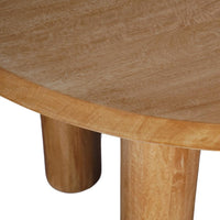 Dining Table, 48 Inch Round Top, Mango Wood Natural Brown, 4 Column Pillar Legs