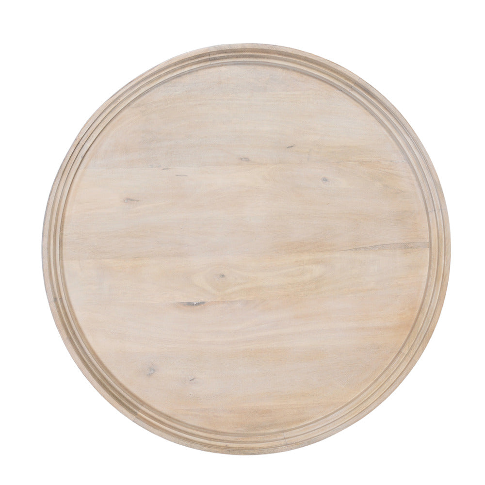 Urban Chic Coffee Table 30 Inch Round Tray Top, Handcrafted Washed White Mango Wood - UPT-317655