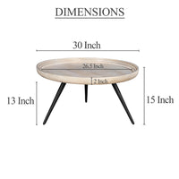 Urban Chic Coffee Table 30 Inch Round Tray Top, Handcrafted Washed White Mango Wood - UPT-317655