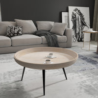 Urban Chic Coffee Table 30 Inch Round Tray Top, Handcrafted Washed White Mango Wood - UPT-317655