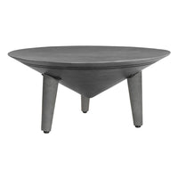 Venus Coffee Table, 28 Inch Bowl Top with 3 Tapered Splayed Legs, Antique Gray Mango Wood - UPT-317656