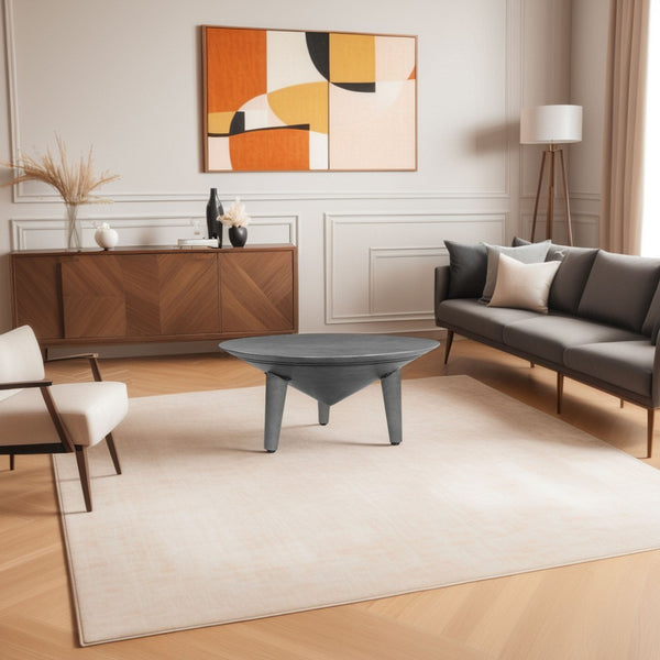 Venus 28 Inch Coffee Table with 3 Tapered Splayed Legs, Gray Mango Wood - UPT-317656