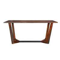 Myra 6 Seater Dining Table, 67" Rectangular Top in Walnut Brown and Antique Gray Sheesham Wood, Black Metal Base - UPT-318398